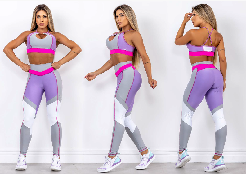 Cutout Power Sports Bra – Lilac & Hot Pink Contrast