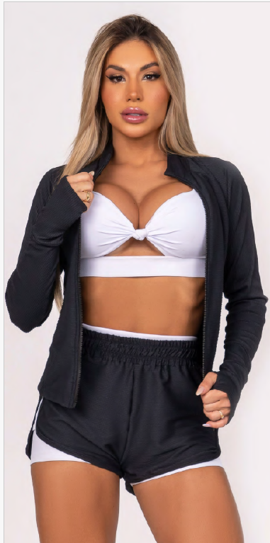 Knot-Front Black Sports Bra – Polyamide & Elastane Performance Top for Women