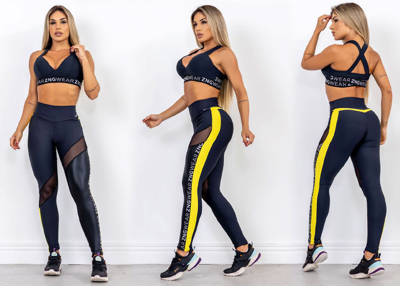 ZNG Signature Black Push-Up Sports Bra with Logo Band