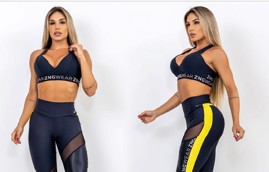 ZNG Signature Black Push-Up Sports Bra with Logo Band