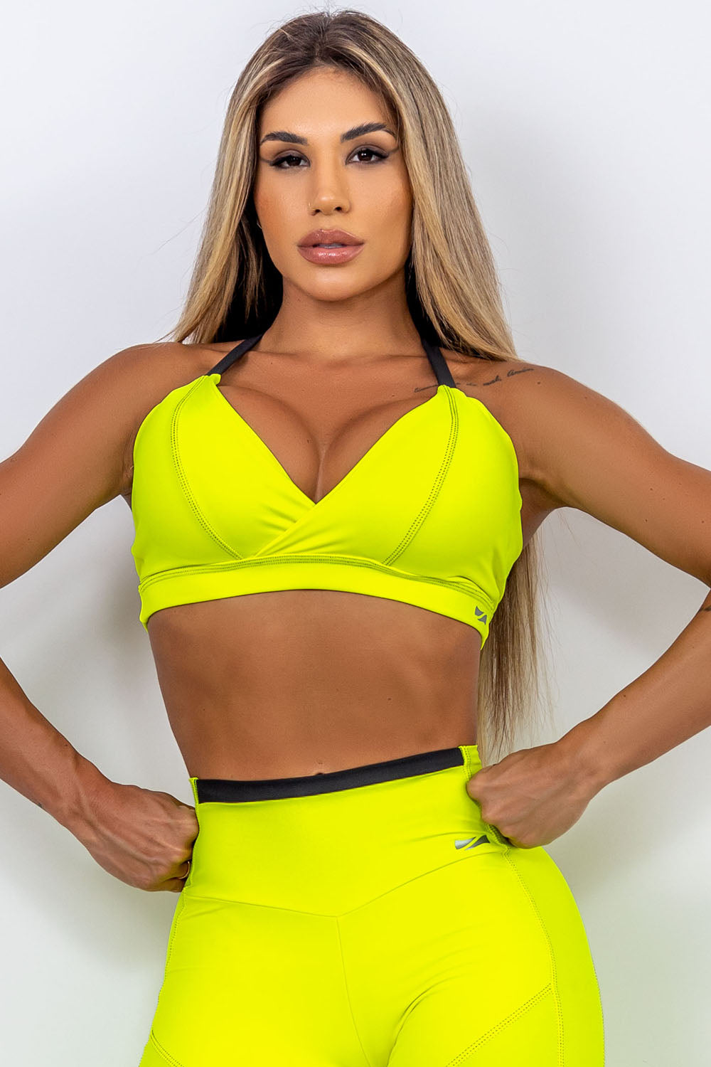 Neon Vibe Crossback Sports Bra – Bright Yellow