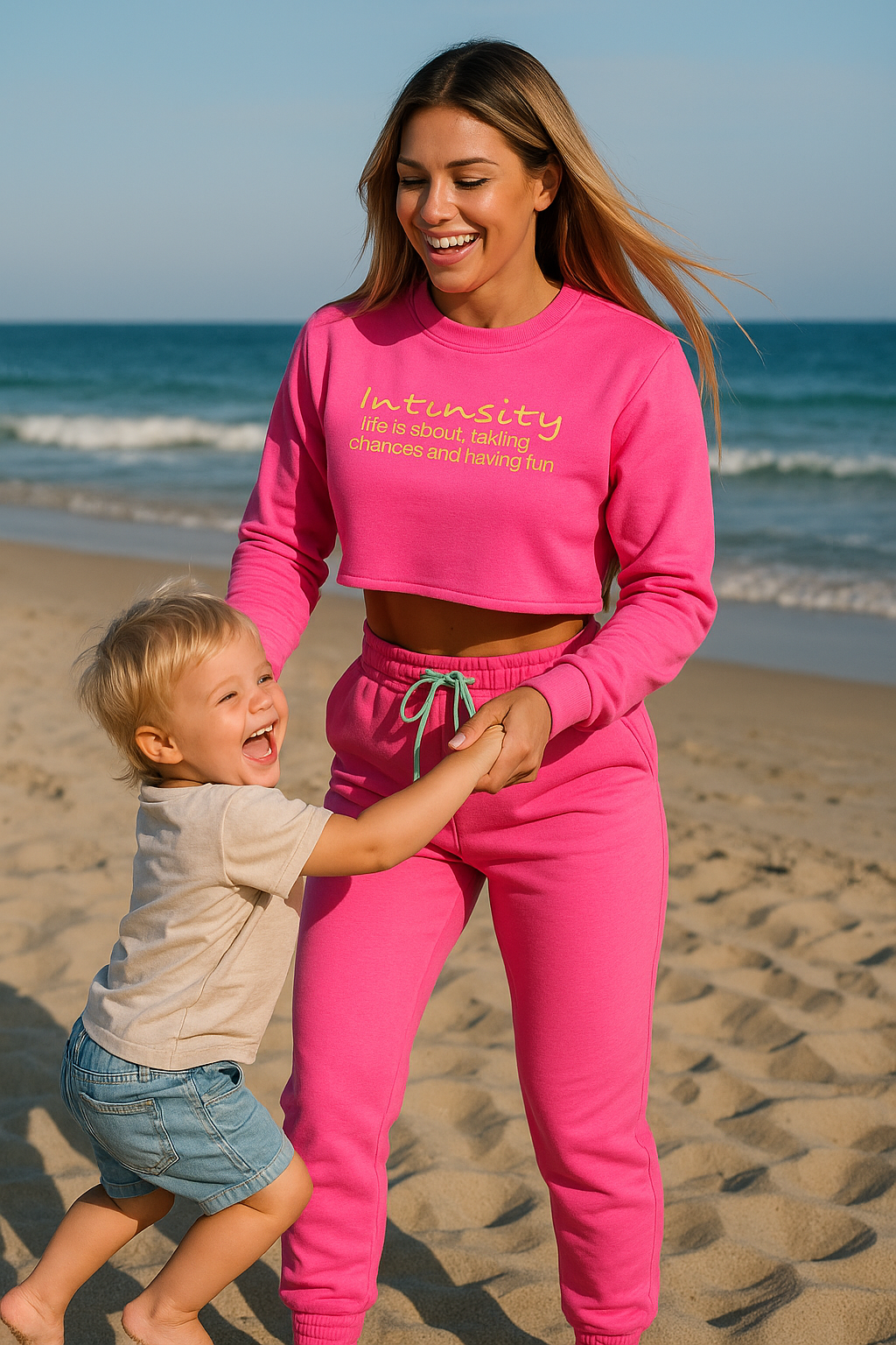 Hot Pink Crop Hoodie & Jogger Set – Intensity Edition