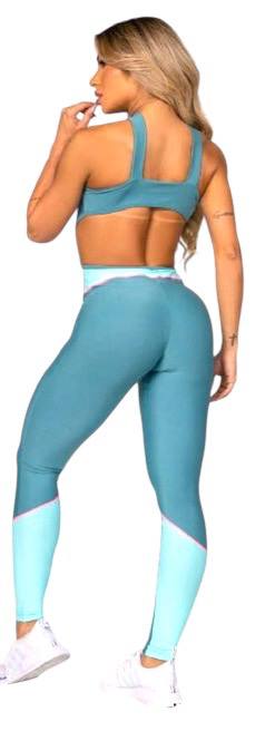 Teal & Aqua Cutout One-Piece Workout Jumpsuit – Sculpting Seamless Activewear for Women