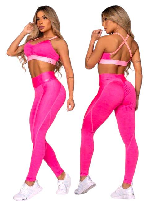 Bubble Pink Sports Bra – Ruched Seamless Active Top with Removable Cups