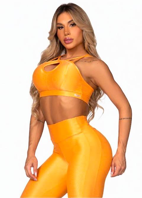 Solar Flare Keyhole Sports Bra – Vibrant Orange Active Top