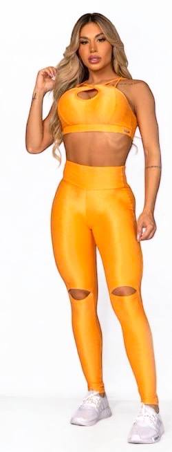 Solar Flare Keyhole Sports Bra – Vibrant Orange Active Top