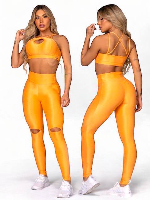 Solar Flare Keyhole Sports Bra – Vibrant Orange Active Top