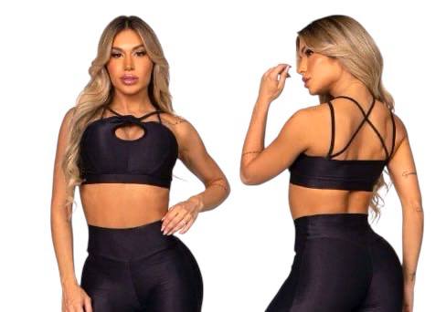 ZNG Black Cutout Cross-Strap Sports Bra – Stylish Medium Support