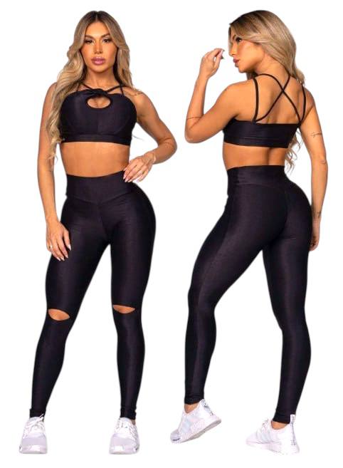ZNG Black Cutout Cross-Strap Sports Bra – Stylish Medium Support