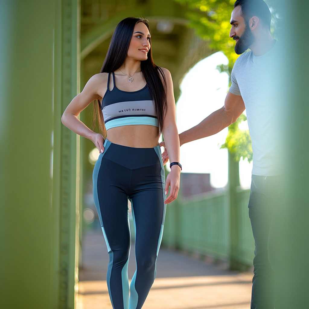 Skyline Motion Sports Bra – Black, Grey & Aqua Contrast Active Top